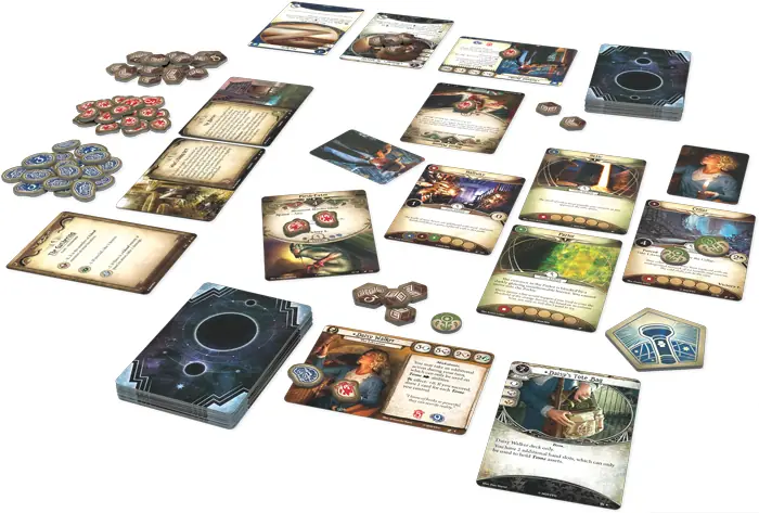 Una partida en marcha, con cartas y fichas