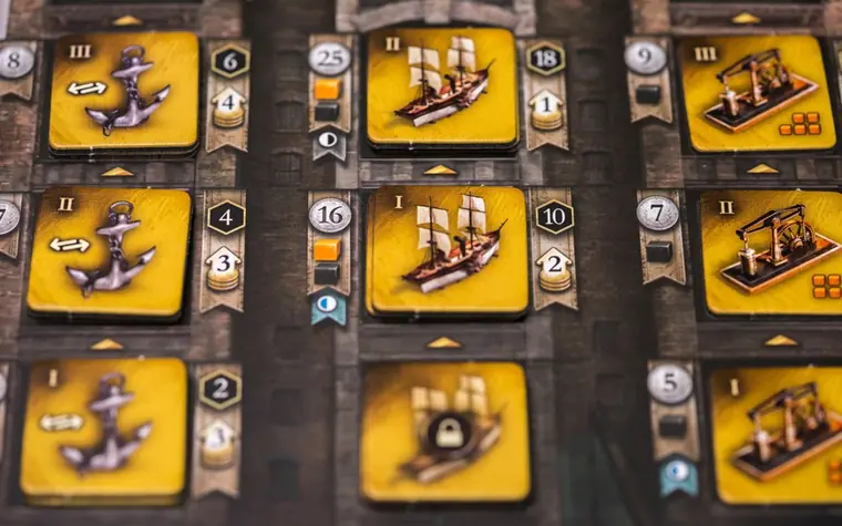 Un tablero de jugador con sus losetas de industria