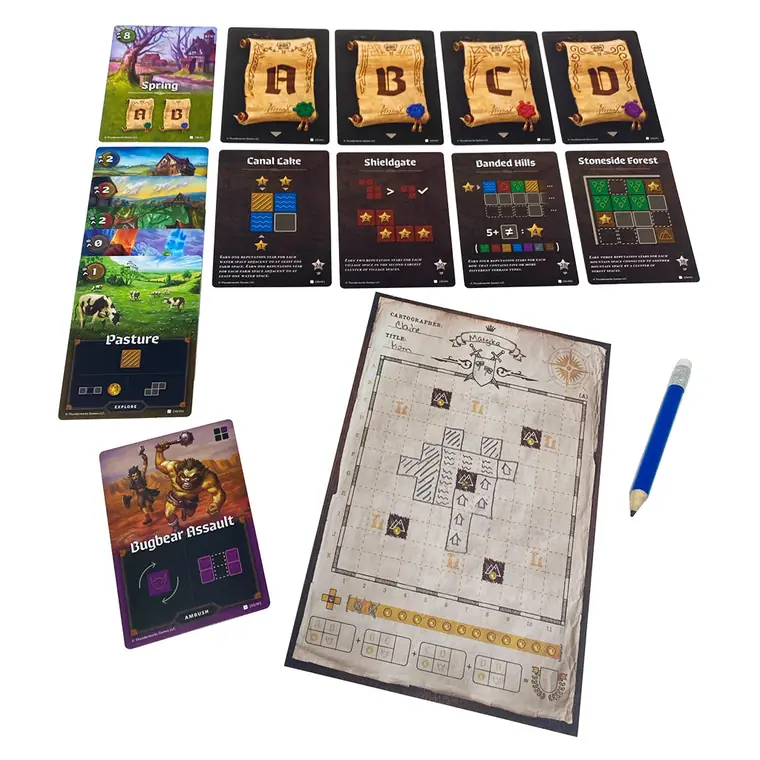 Decretos, cartas de puntuación y una hoja de mapa