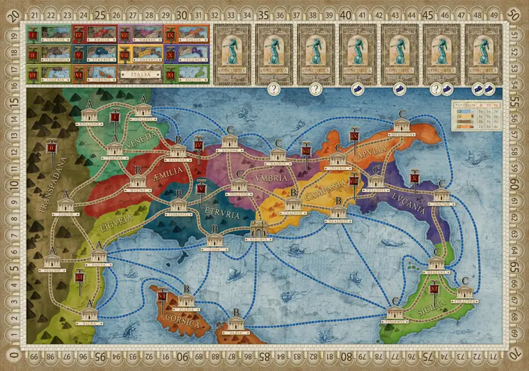 La cara Italia del tablero (2-4 jugadores)
