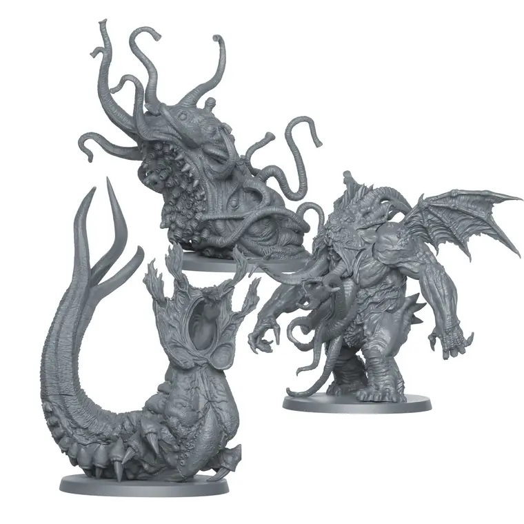 Miniaturas de monstruos, con el shoggoth arriba