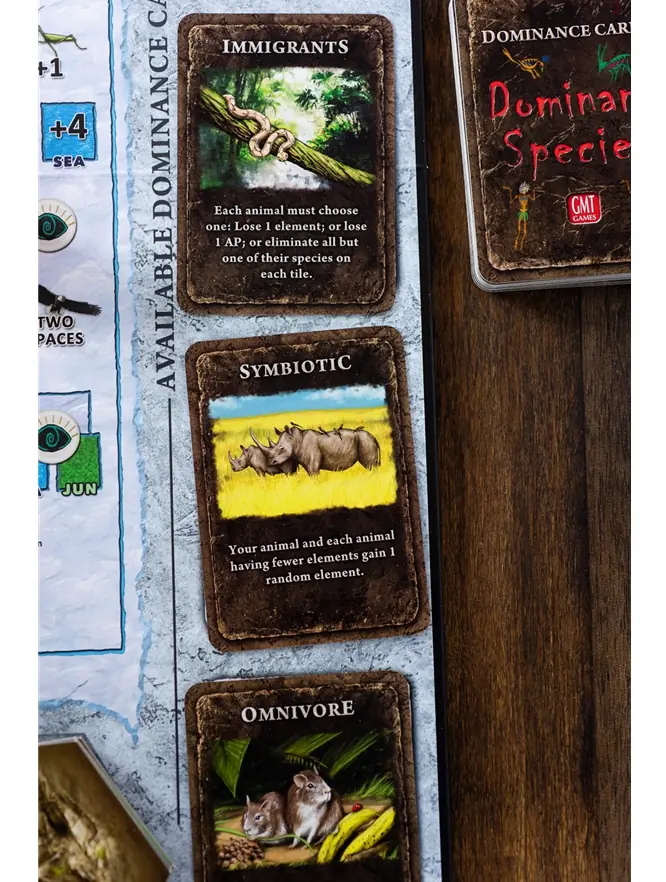 Cartas de Dominio junto al tablero