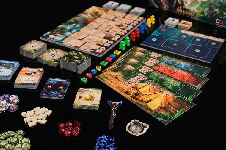 Cartas, fichas, la vara lunar y el indicador inicial