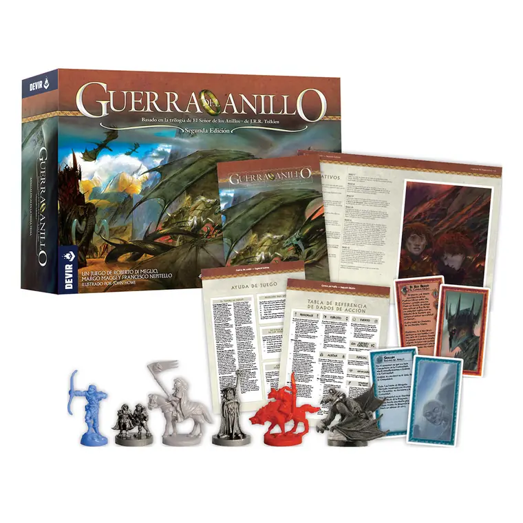 La caja de Devir con el reglamento, cartas y figuras